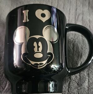 DISNEY STORE I LOVE MICKEY MOUSE COFFEE MUG CUP BLACK/GOLD